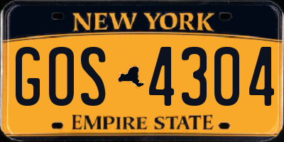 NY license plate GOS4304