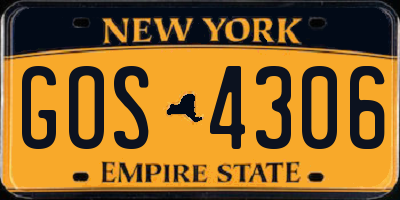 NY license plate GOS4306