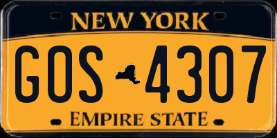 NY license plate GOS4307