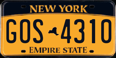 NY license plate GOS4310