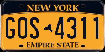NY license plate GOS4311