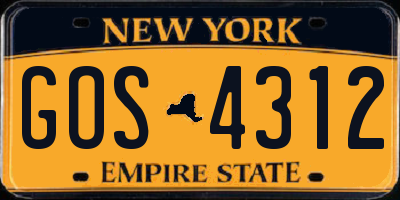NY license plate GOS4312