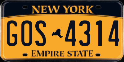 NY license plate GOS4314