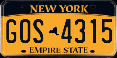NY license plate GOS4315
