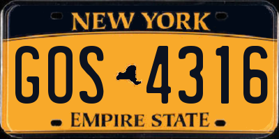 NY license plate GOS4316