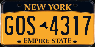 NY license plate GOS4317
