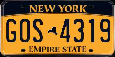 NY license plate GOS4319