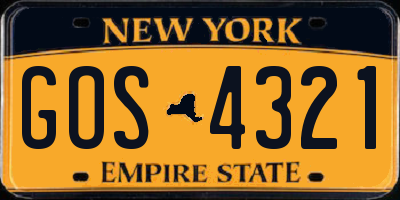 NY license plate GOS4321
