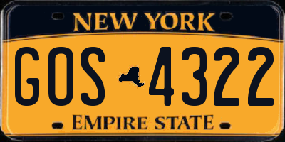 NY license plate GOS4322