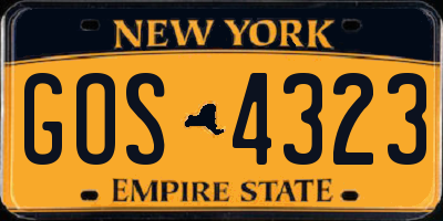 NY license plate GOS4323