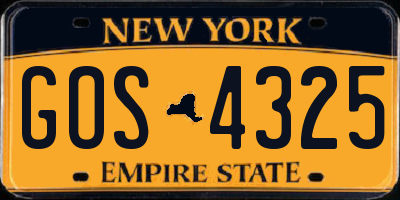 NY license plate GOS4325