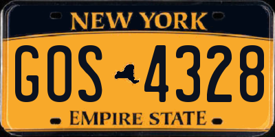 NY license plate GOS4328