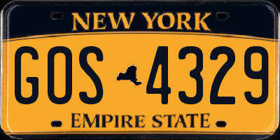 NY license plate GOS4329