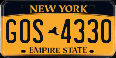 NY license plate GOS4330