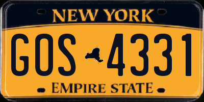 NY license plate GOS4331