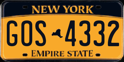 NY license plate GOS4332