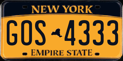NY license plate GOS4333