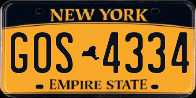 NY license plate GOS4334