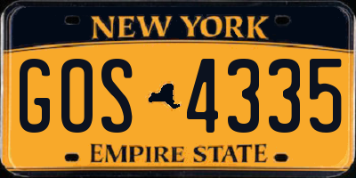 NY license plate GOS4335