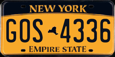 NY license plate GOS4336