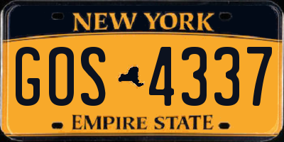 NY license plate GOS4337