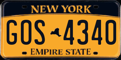 NY license plate GOS4340