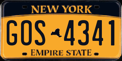 NY license plate GOS4341