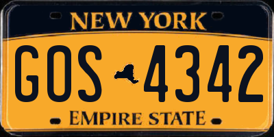NY license plate GOS4342