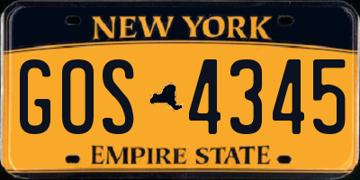 NY license plate GOS4345