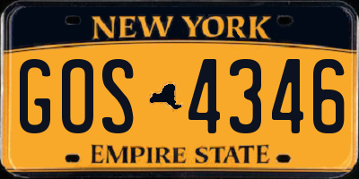 NY license plate GOS4346
