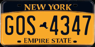 NY license plate GOS4347