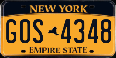 NY license plate GOS4348