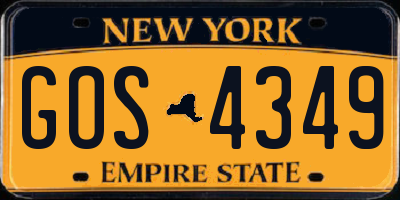 NY license plate GOS4349