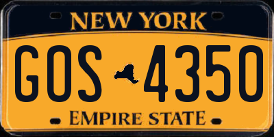 NY license plate GOS4350
