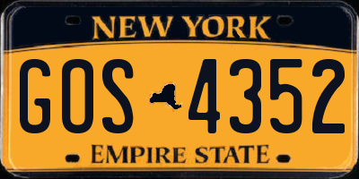 NY license plate GOS4352