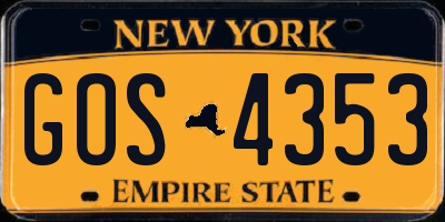 NY license plate GOS4353