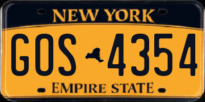 NY license plate GOS4354