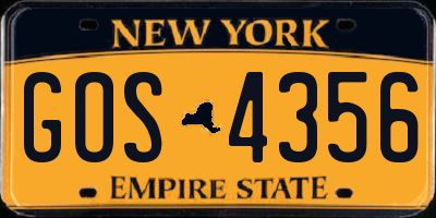 NY license plate GOS4356