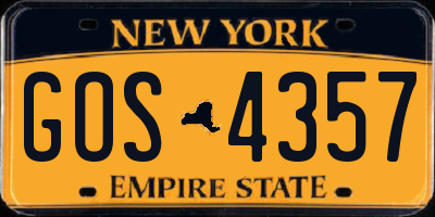 NY license plate GOS4357