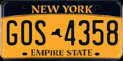 NY license plate GOS4358