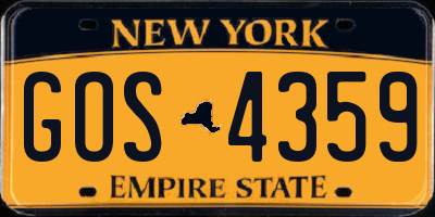 NY license plate GOS4359