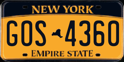 NY license plate GOS4360