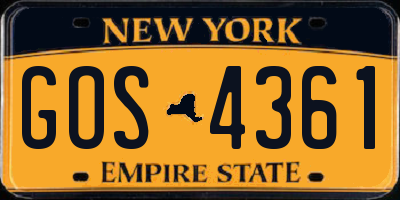 NY license plate GOS4361