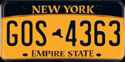 NY license plate GOS4363