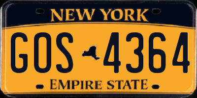 NY license plate GOS4364