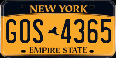 NY license plate GOS4365