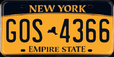 NY license plate GOS4366
