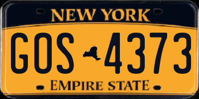 NY license plate GOS4373