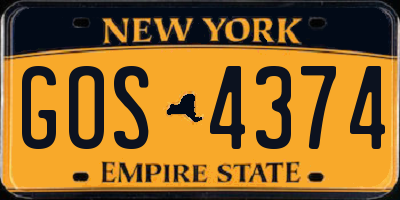 NY license plate GOS4374