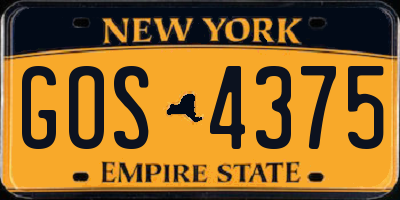 NY license plate GOS4375